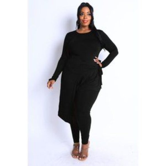 Women's Casual Unbalance Top And Matching Leggings Sets Plus Size Curvy 1X 2X 3X - Picture 2 of 14